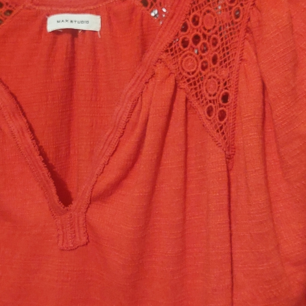 Women's Red Top with Crochet Detail - Picture 3 of 7